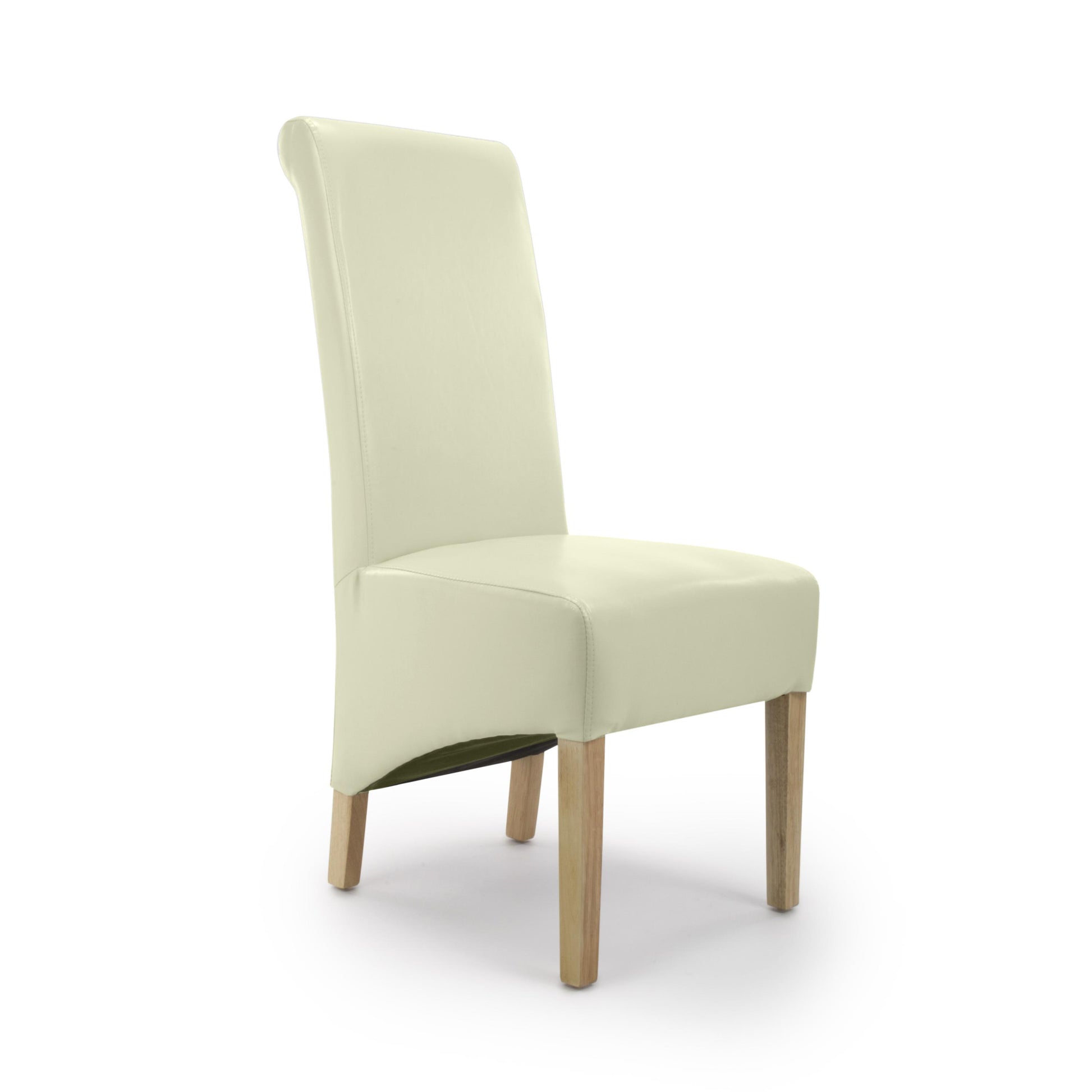 Krista Roll Back Bonded Leather Ivory Dining Chair - Blythe Living