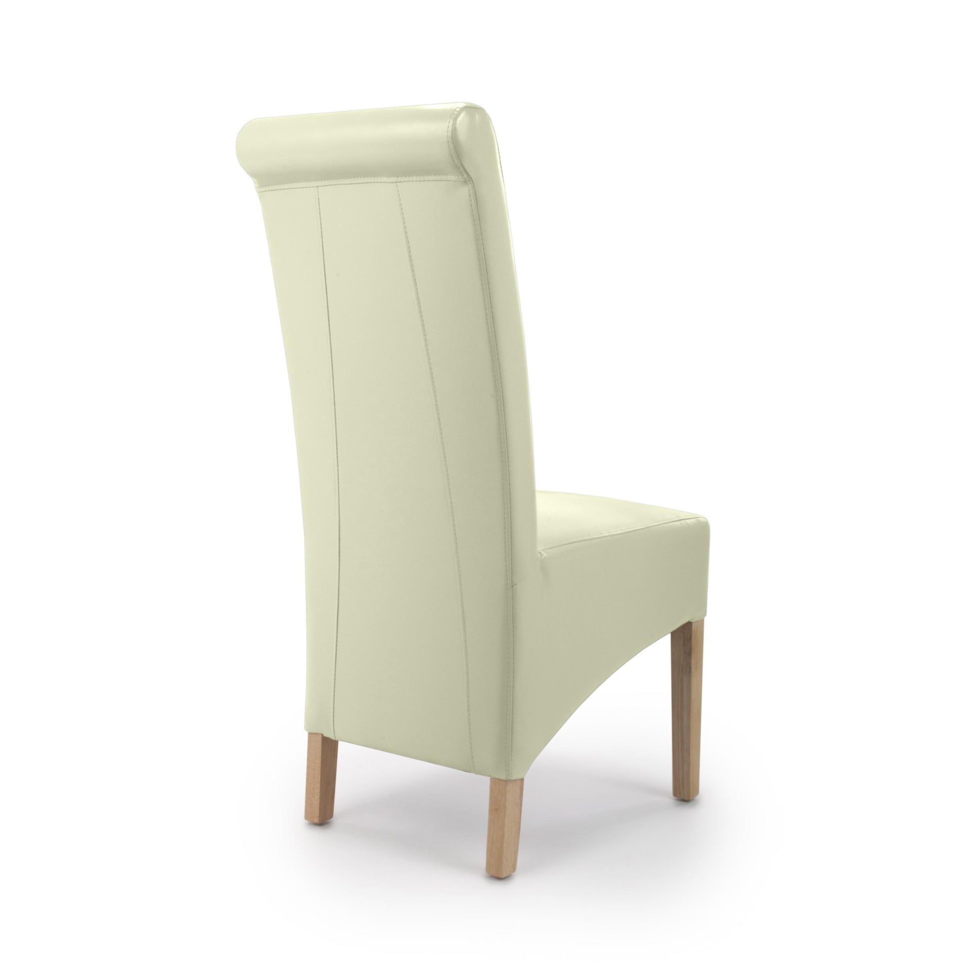 Krista Roll Back Bonded Leather Ivory Dining Chair - Blythe Living