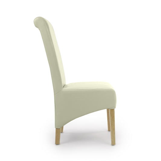 Krista Roll Back Bonded Leather Ivory Dining Chair - Blythe Living