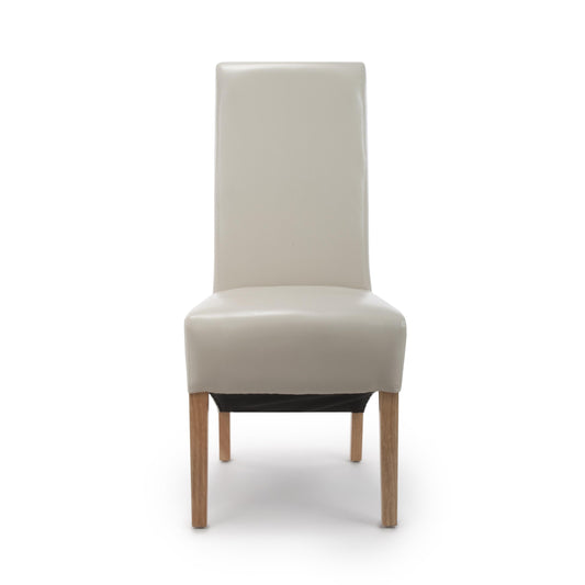 Krista Roll Back Bonded Leather Ivory Dining Chair - Blythe Living