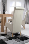 Krista Roll Back Bonded Leather Ivory Dining Chair - Blythe Living