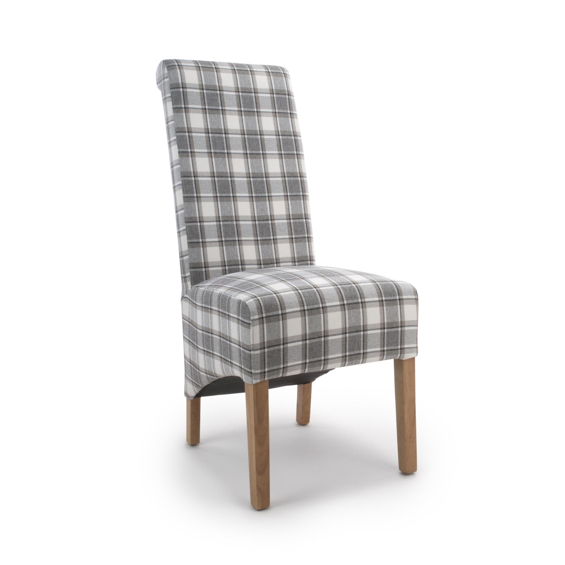Krista Roll Back Herringbone Check Cappuccino Dining Chair - Blythe Living
