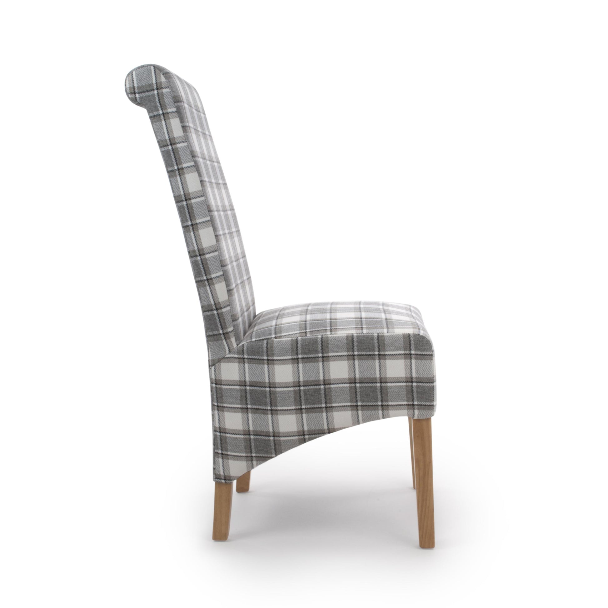 Krista Roll Back Herringbone Check Cappuccino Dining Chair - Blythe Living
