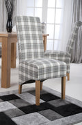 Krista Roll Back Herringbone Check Cappuccino Dining Chair - Blythe Living
