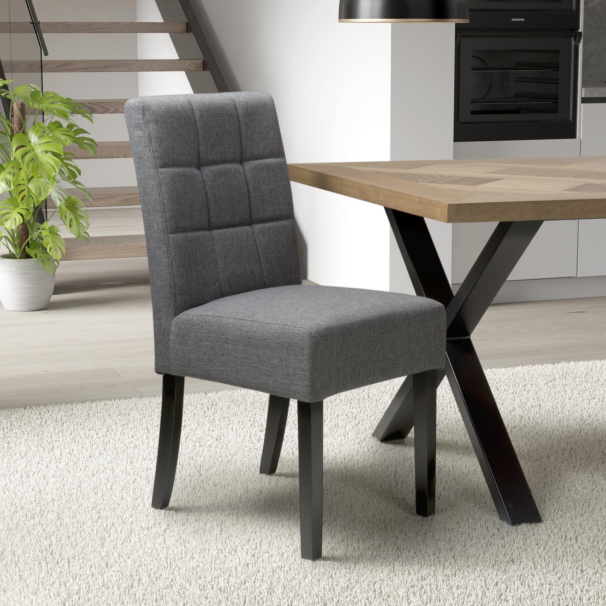 Moseley Linen Effect Steel Grey in Black Legs - Blythe Living