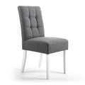 Moseley Linen Effect Steel Grey in White Legs - Blythe Living