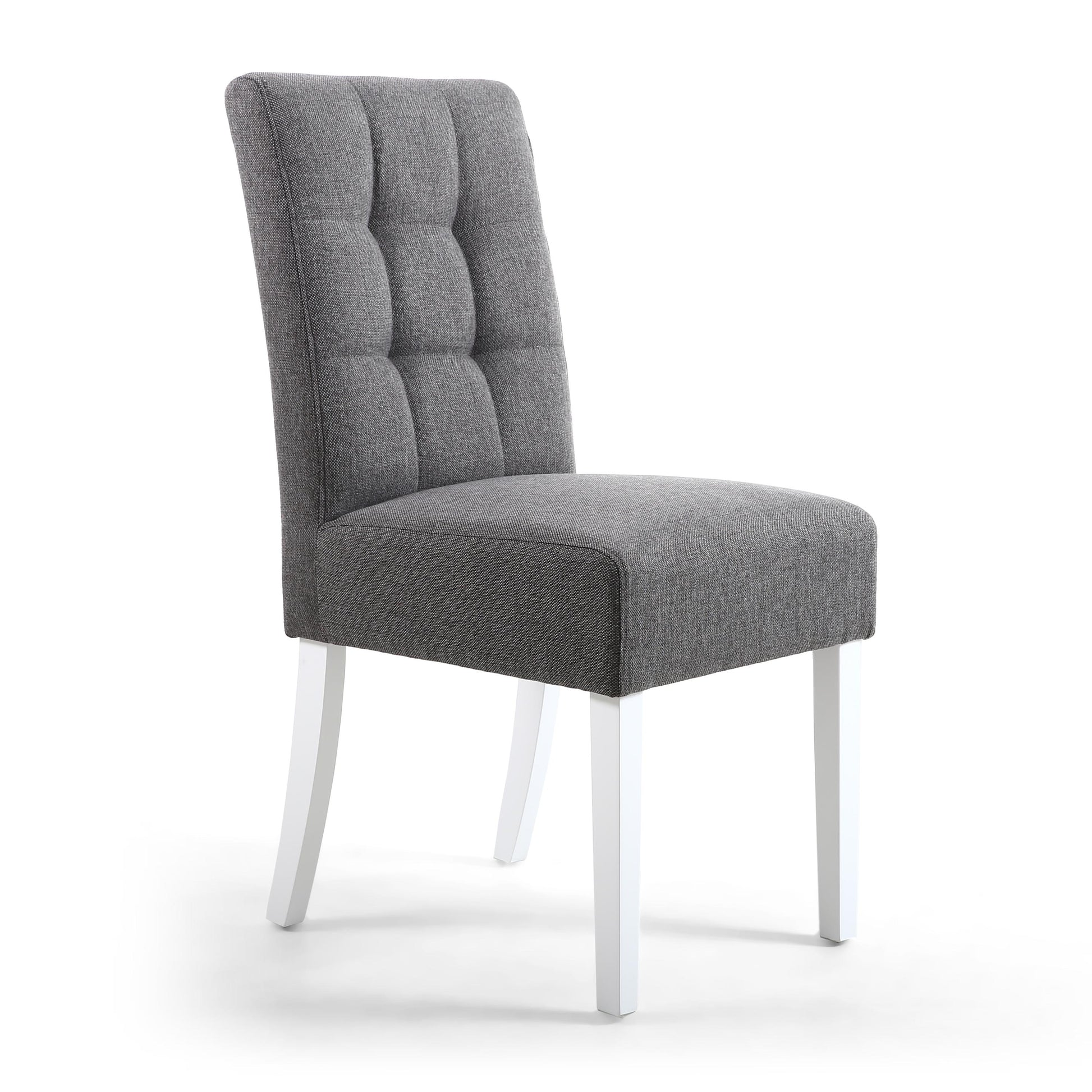 Moseley Linen Effect Steel Grey in White Legs - Blythe Living