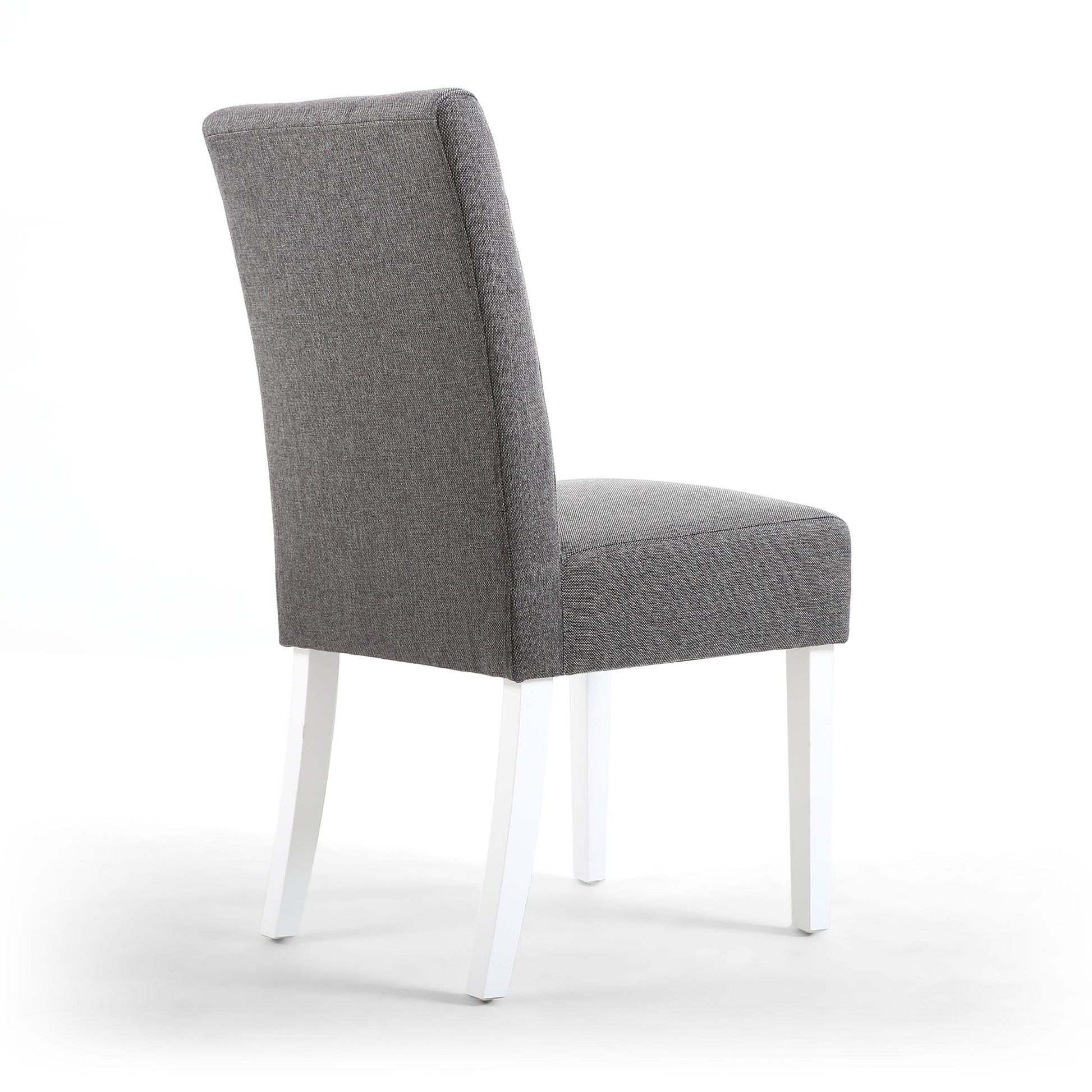 Moseley Linen Effect Steel Grey in White Legs - Blythe Living