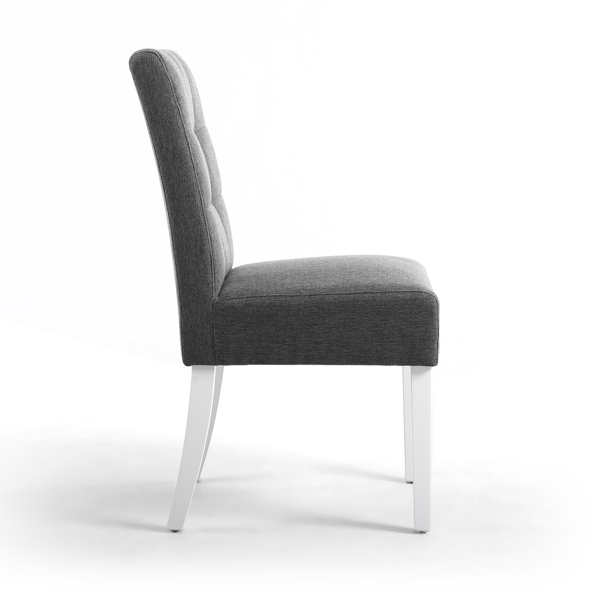Moseley Linen Effect Steel Grey in White Legs - Blythe Living