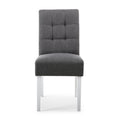 Moseley Linen Effect Steel Grey in White Legs - Blythe Living