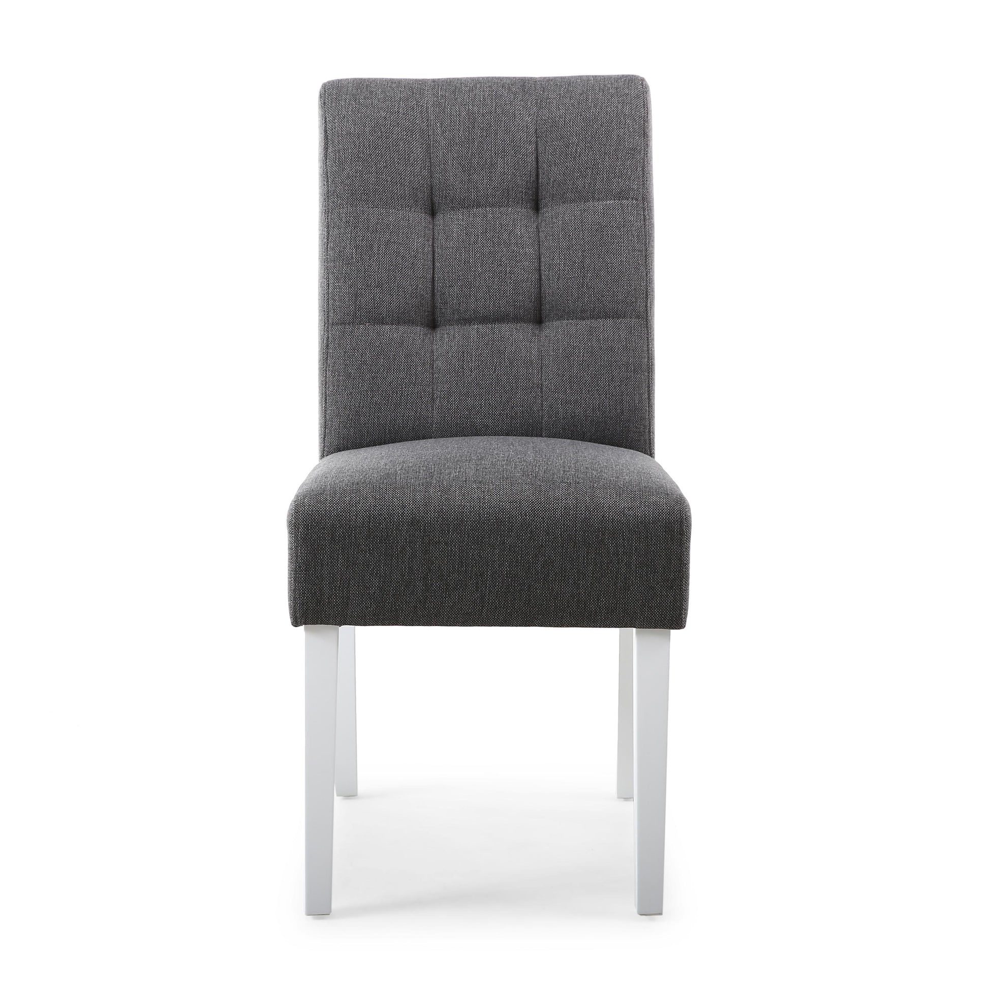 Moseley Linen Effect Steel Grey in White Legs - Blythe Living
