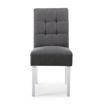 Moseley Linen Effect Steel Grey in White Legs - Blythe Living