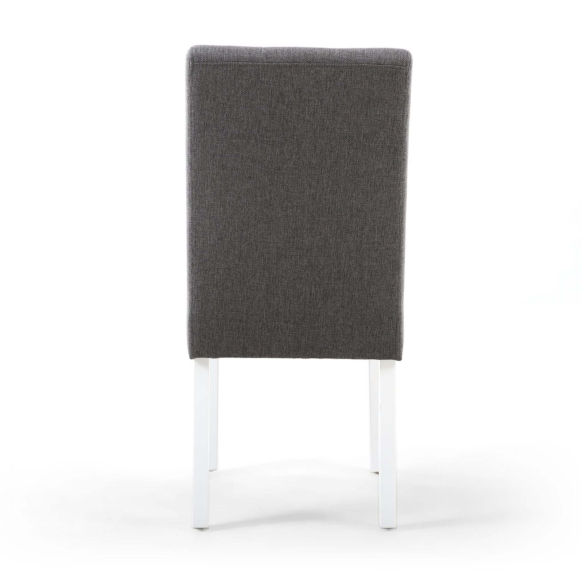 Moseley Linen Effect Steel Grey in White Legs - Blythe Living