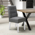 Moseley Linen Effect Steel Grey in White Legs - Blythe Living
