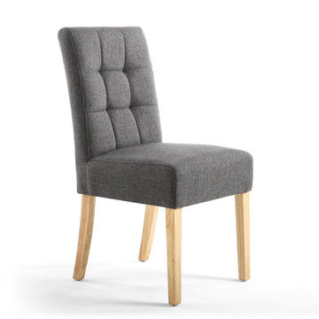 Moseley Linen Effect Steel Grey in Natural Legs - Blythe Living