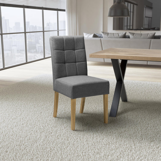 Moseley Linen Effect Steel Grey in Natural Legs - Blythe Living