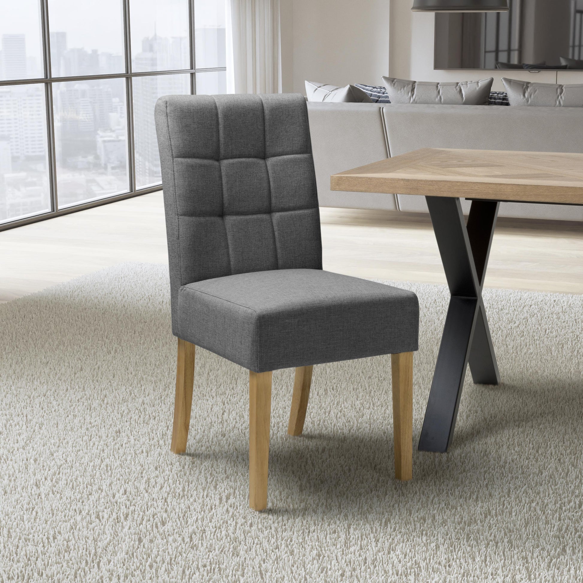 Moseley Linen Effect Steel Grey in Natural Legs - Blythe Living