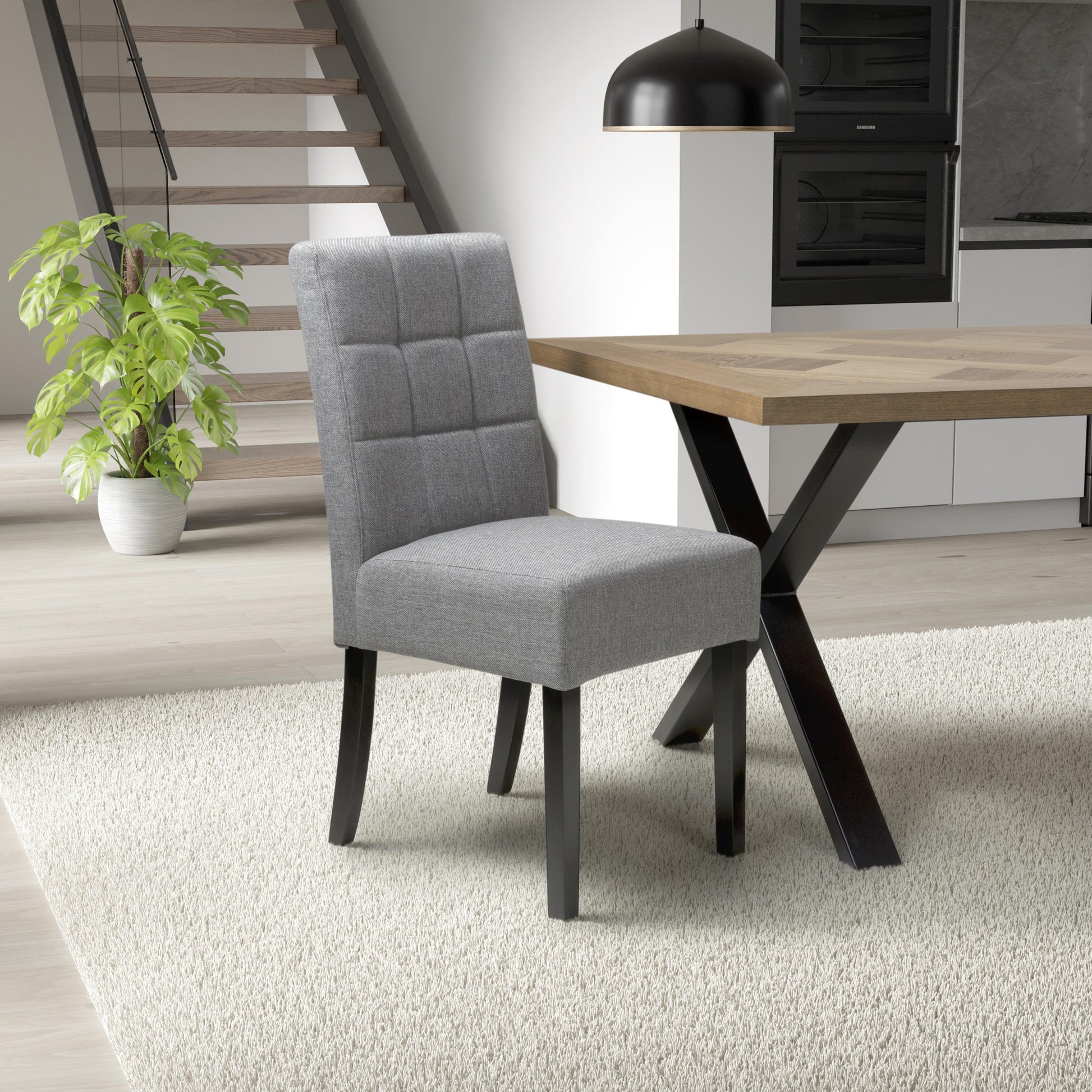 Moseley Linen Effect Silver Grey in Black Legs - Blythe Living