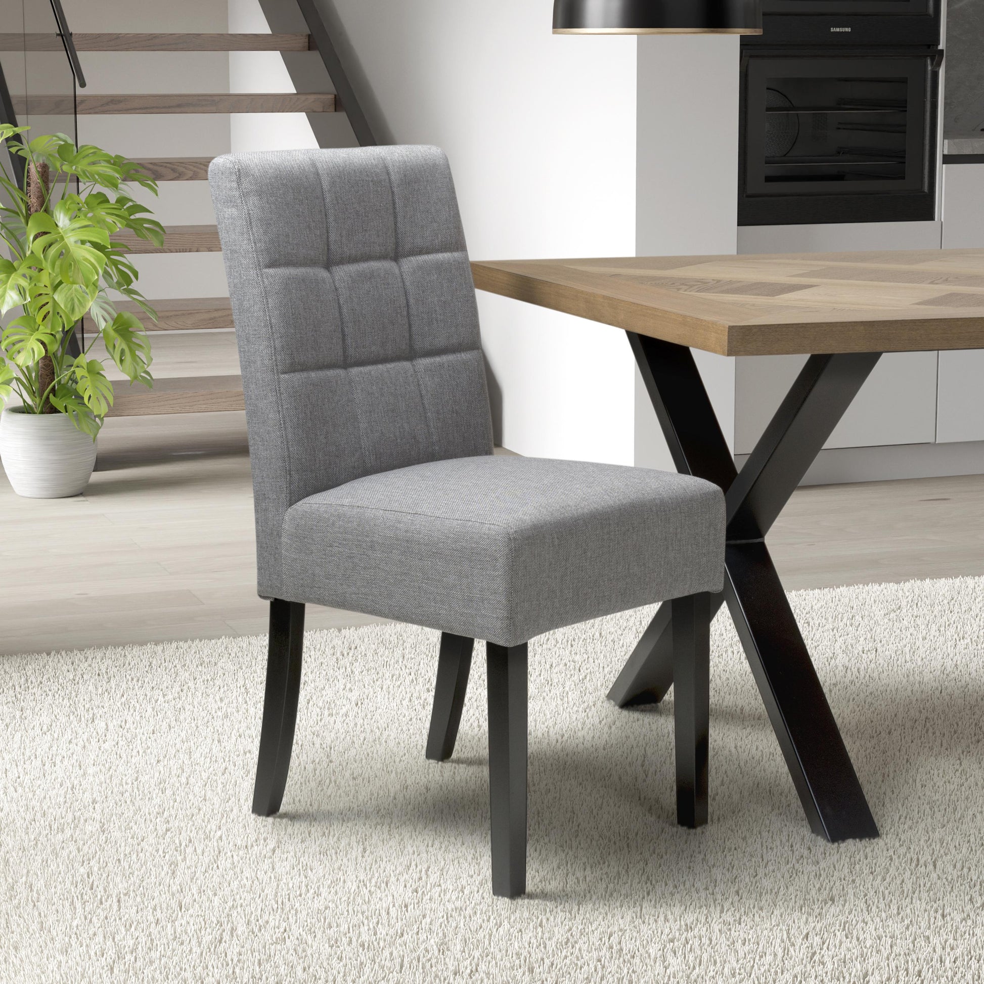 Moseley Linen Effect Silver Grey in Black Legs - Blythe Living
