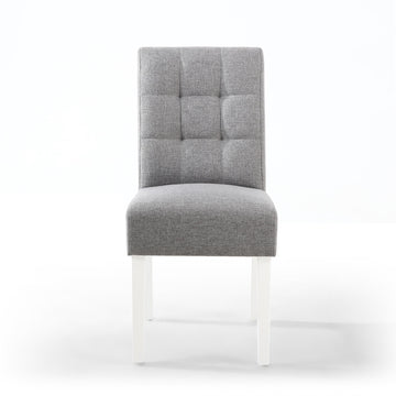 Moseley Linen Effect Silver Grey in White Legs - Blythe Living