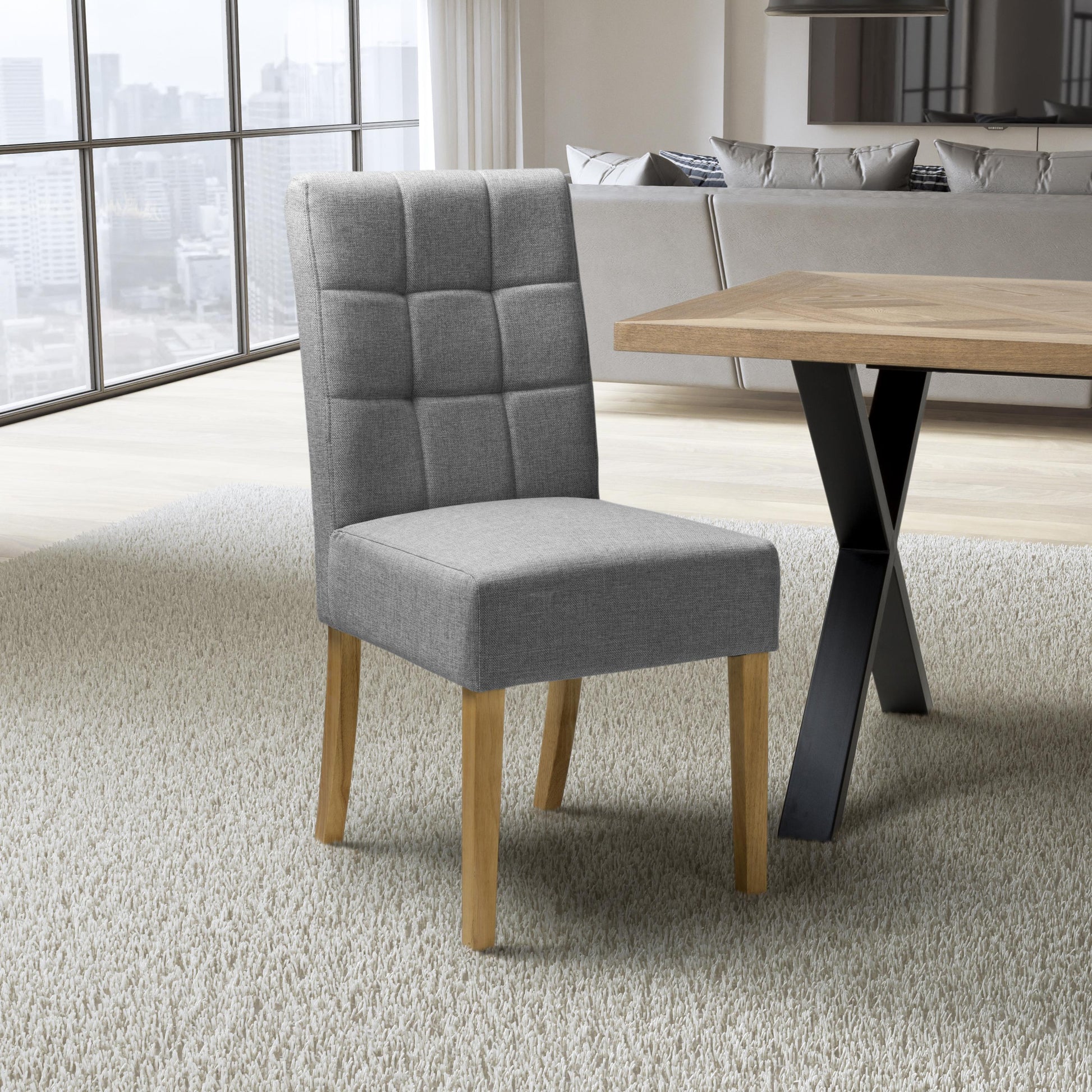 Moseley Linen Effect Silver Grey in Natural Legs - Blythe Living