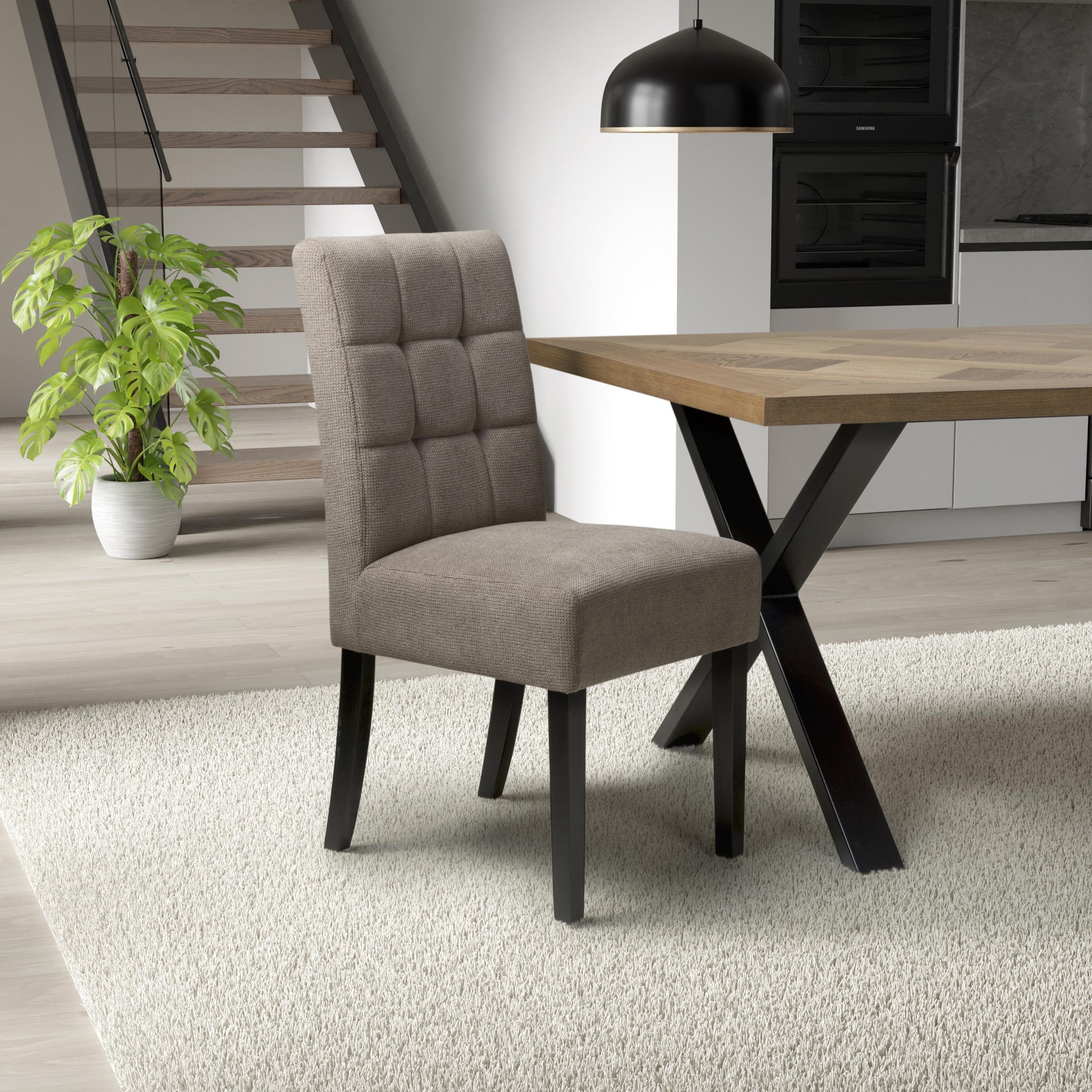 Moseley Flax Effect Light Brown Dining Chair in Black Legs - Blythe Living
