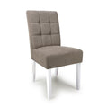 Moseley Flax Effect Light Brown Dining Chair in White Legs - Blythe Living