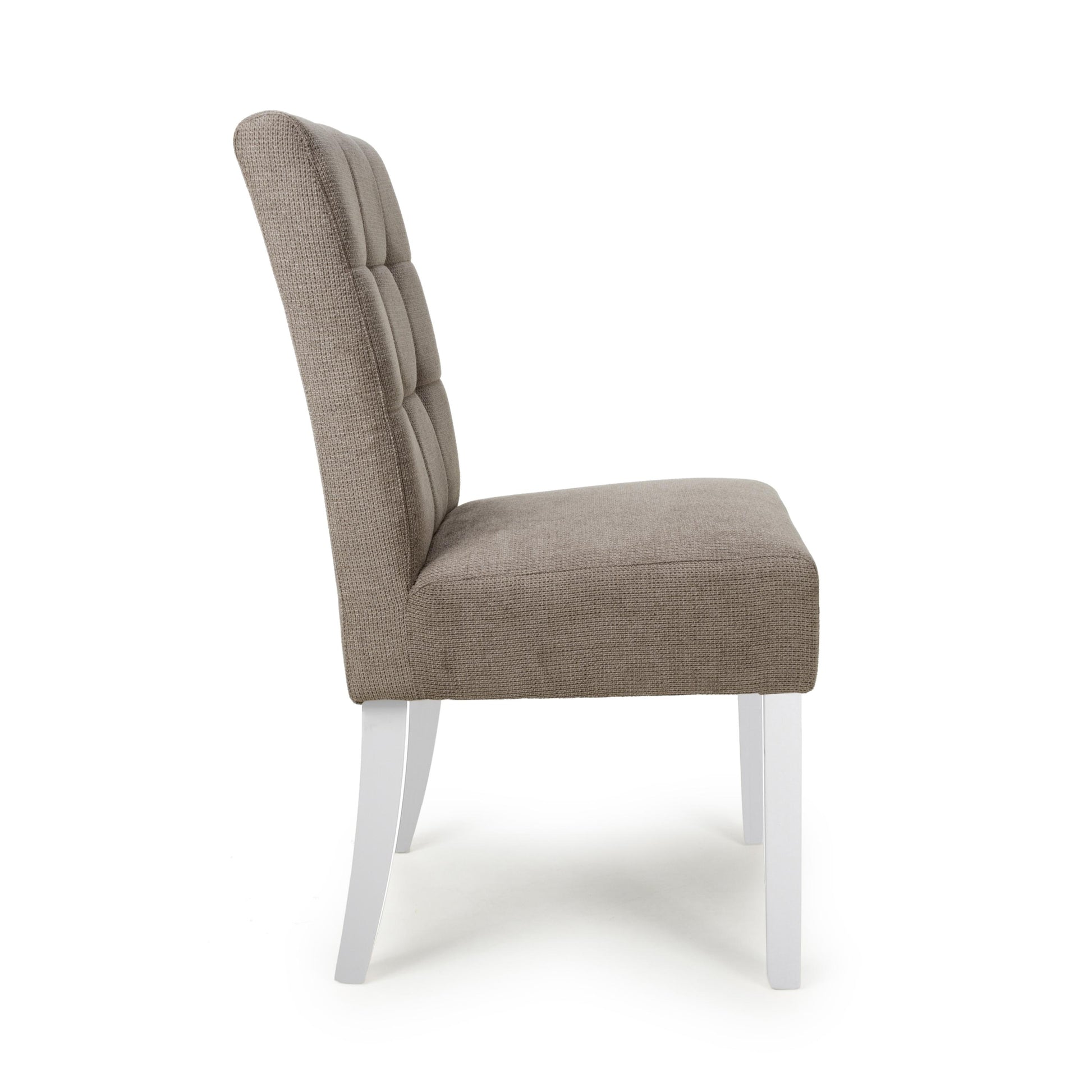 Moseley Flax Effect Light Brown Dining Chair in White Legs - Blythe Living