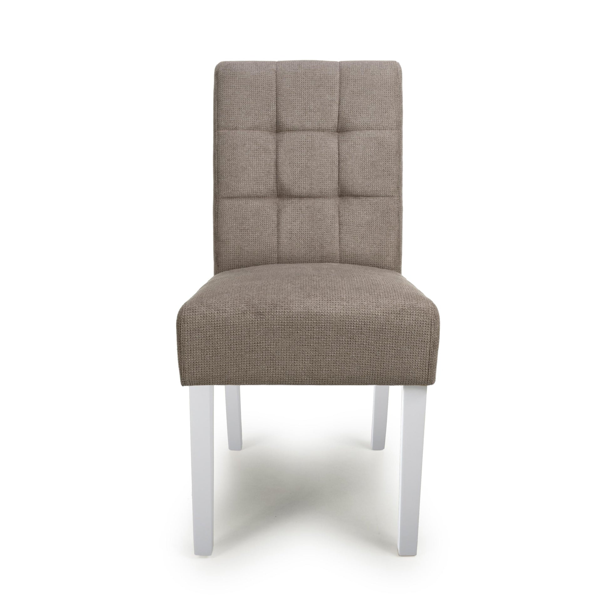 Moseley Flax Effect Light Brown Dining Chair in White Legs - Blythe Living