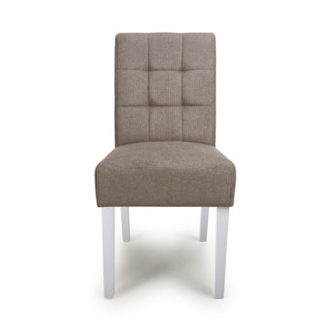 Moseley Flax Effect Light Brown Dining Chair in White Legs - Blythe Living