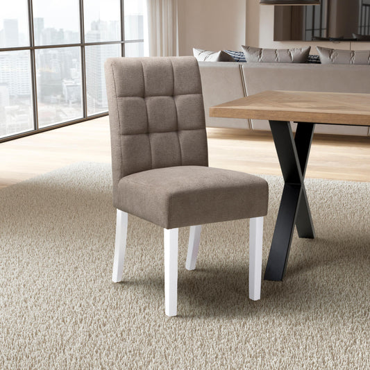 Moseley Flax Effect Light Brown Dining Chair in White Legs - Blythe Living