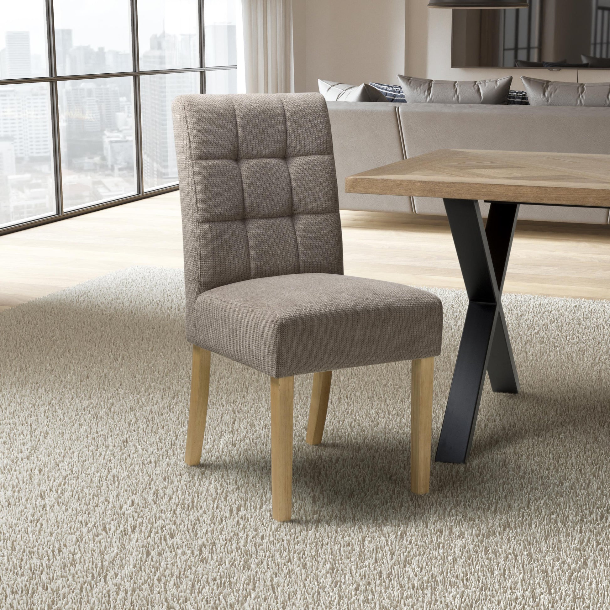 Moseley Flax Effect Light Brown Dining Chair in Natural Legs - Blythe Living