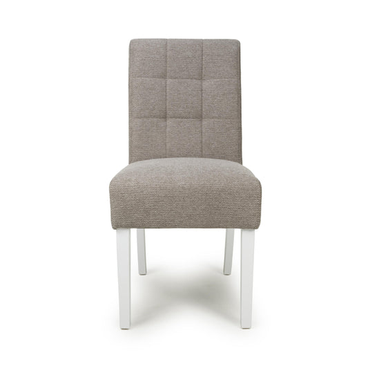Moseley Weave Mocha Dining Chair in White Legs - Blythe Living