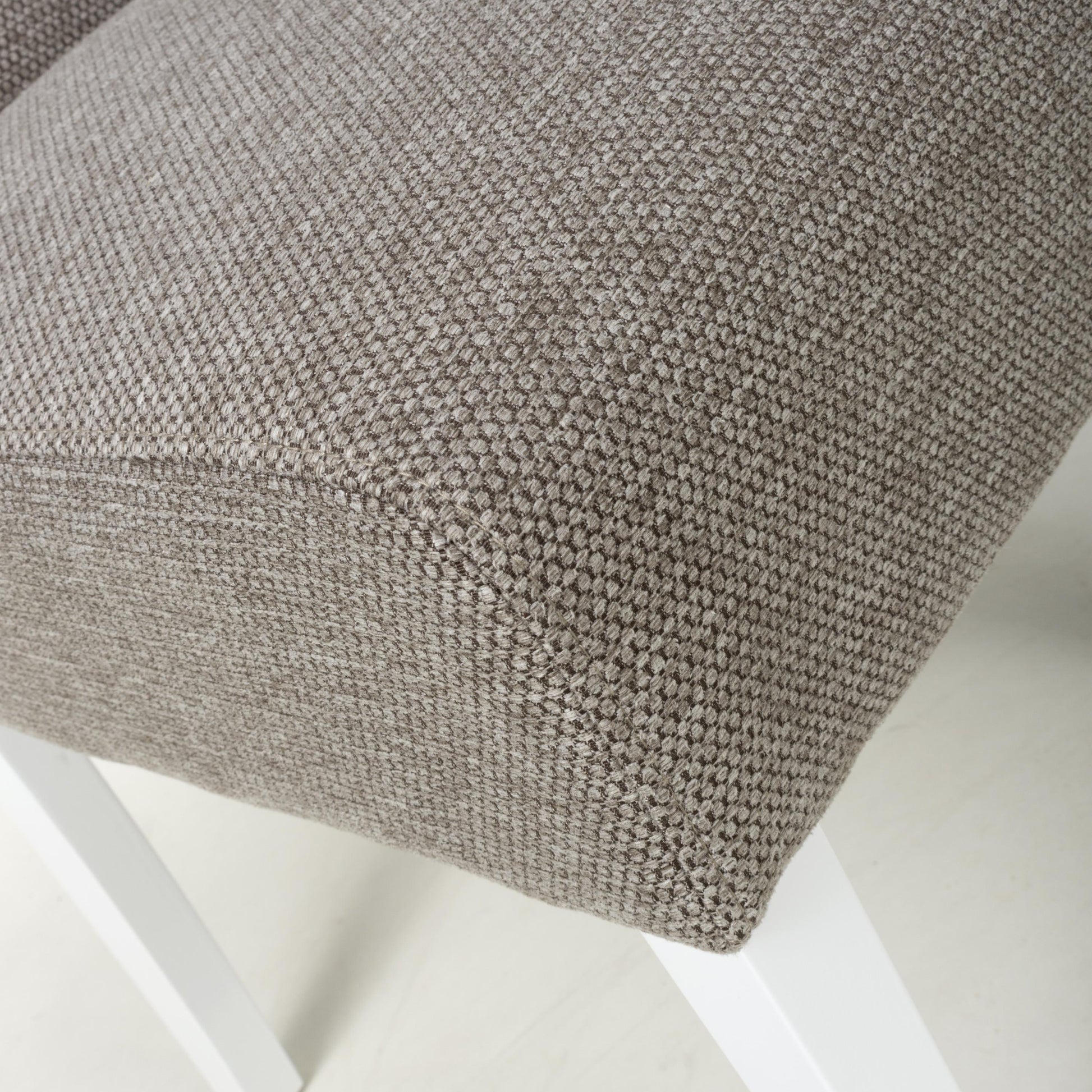 Moseley Weave Mocha Dining Chair in White Legs - Blythe Living