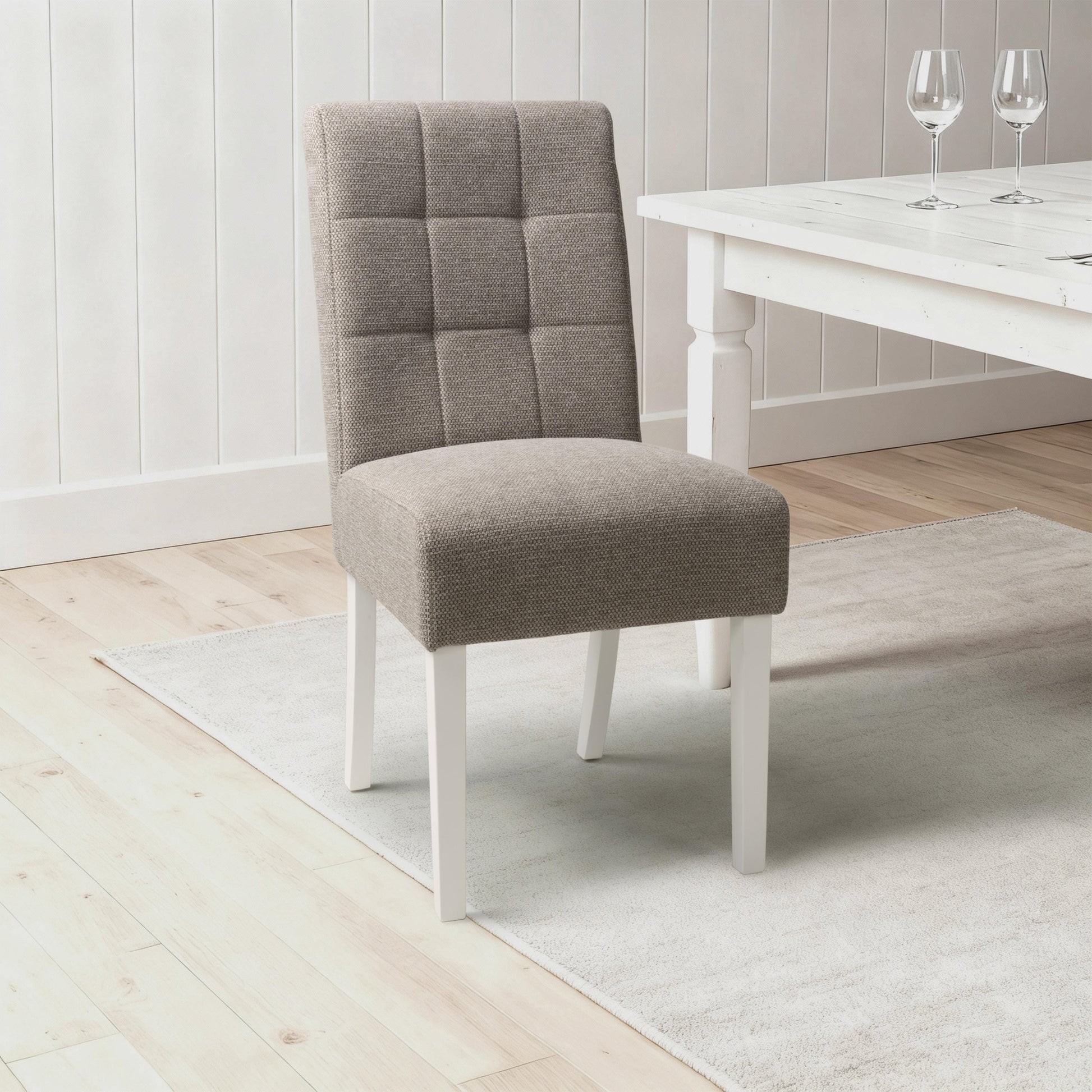 Moseley Weave Mocha Dining Chair in White Legs - Blythe Living