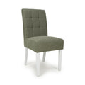 Moseley Weave Green Dining Chair in White Legs - Blythe Living