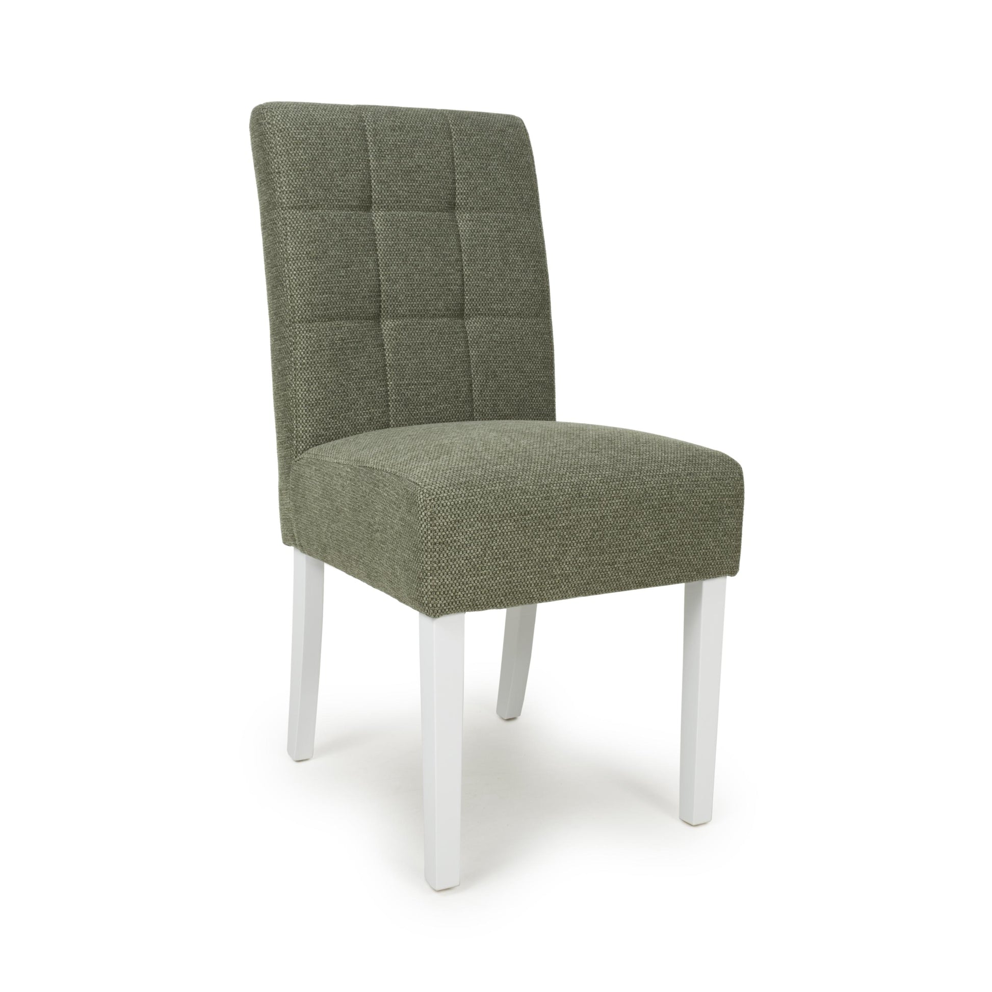 Moseley Weave Green Dining Chair in White Legs - Blythe Living