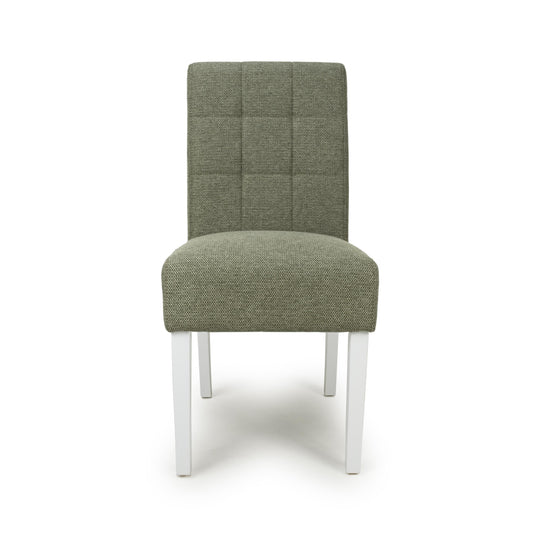 Moseley Weave Green Dining Chair in White Legs - Blythe Living