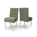 Moseley Weave Green Dining Chair in White Legs - Blythe Living