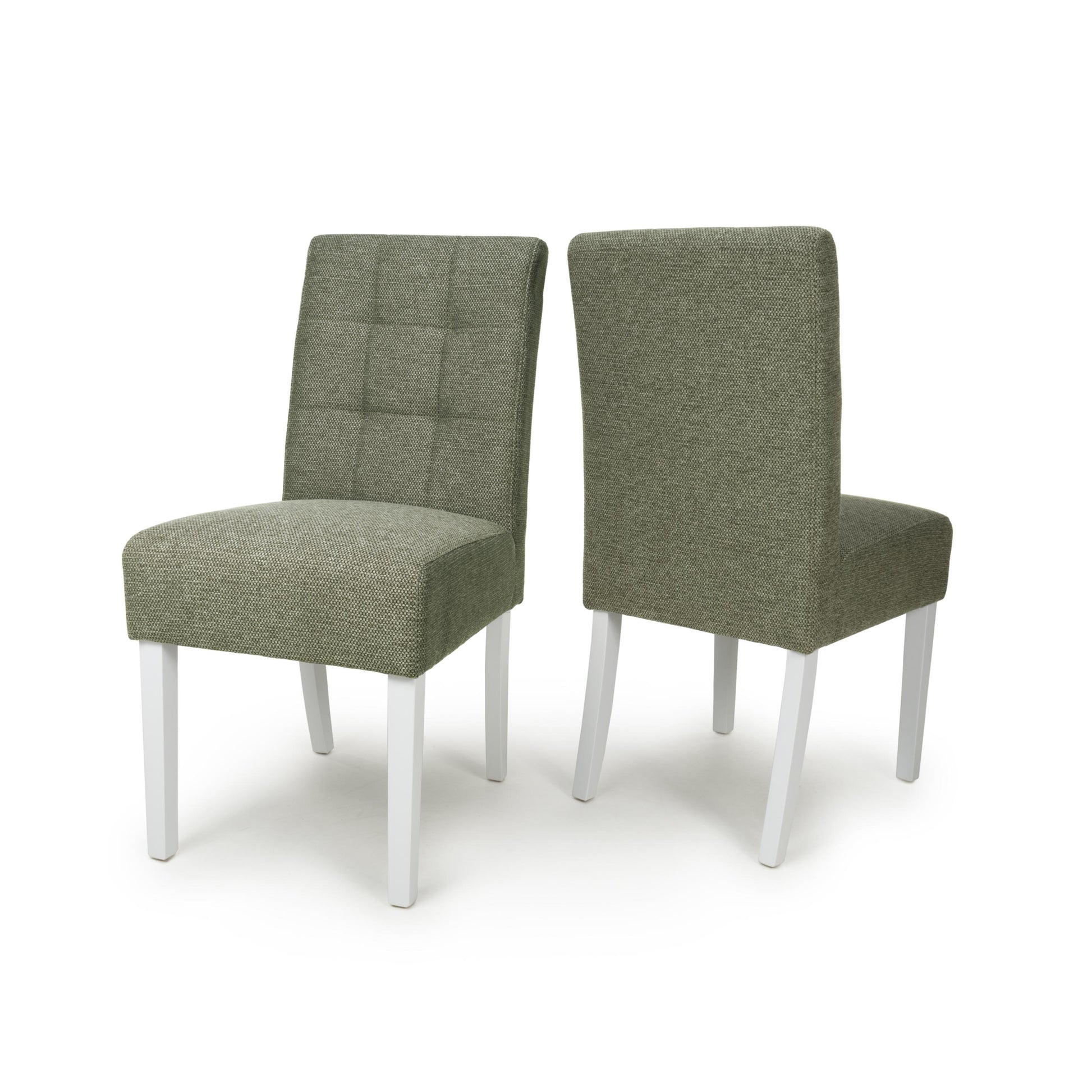 Moseley Weave Green Dining Chair in White Legs - Blythe Living