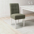 Moseley Weave Green Dining Chair in White Legs - Blythe Living