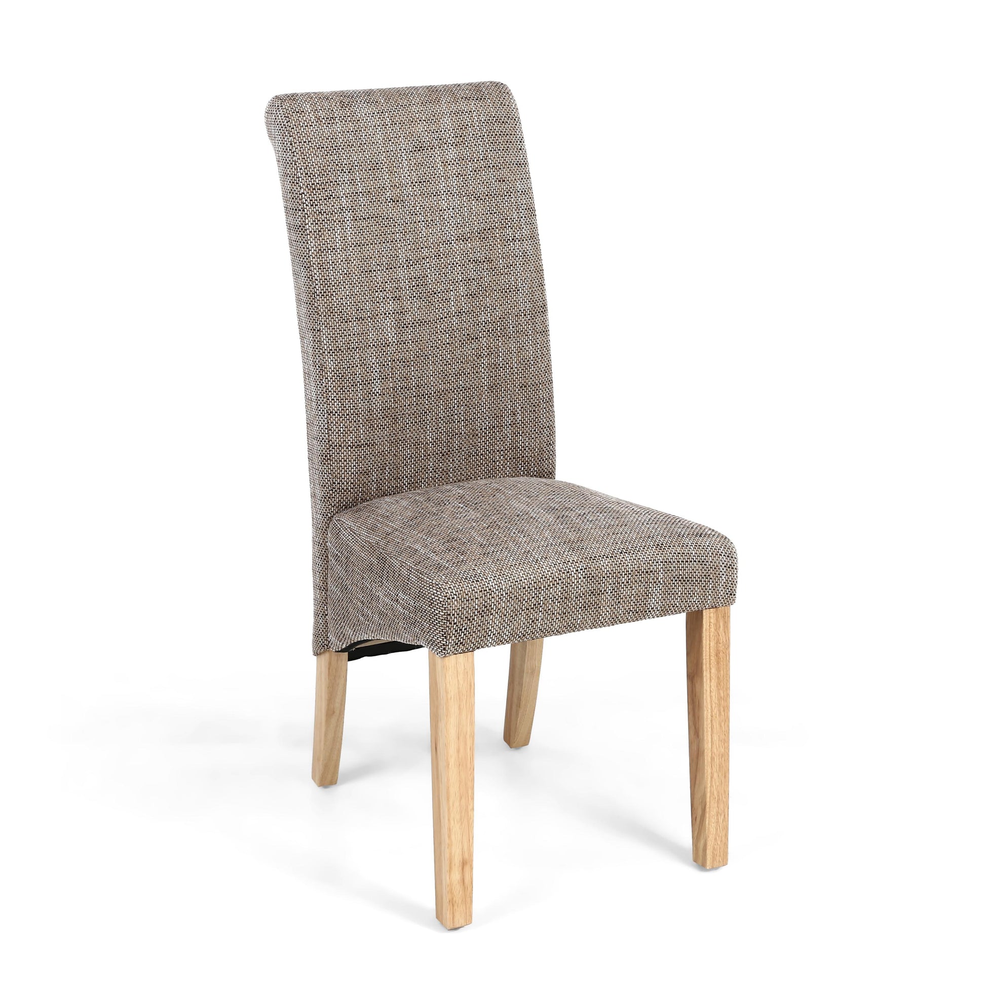 Karta Scroll Back Tweed Oatmeal Dining Chair - Blythe Living