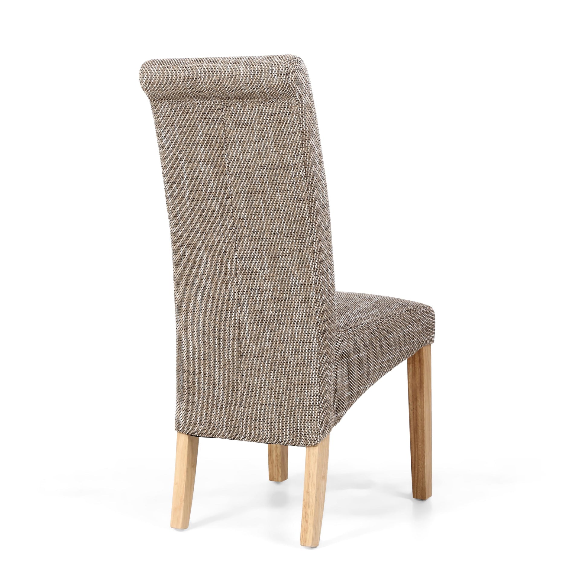 Karta Scroll Back Tweed Oatmeal Dining Chair - Blythe Living