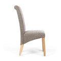 Karta Scroll Back Tweed Oatmeal Dining Chair - Blythe Living