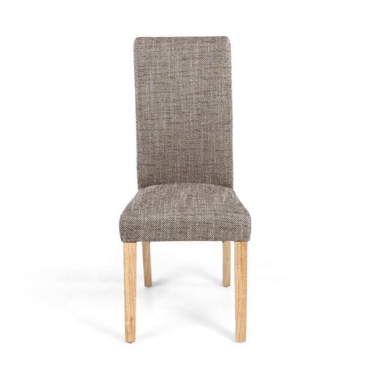 Karta Scroll Back Tweed Oatmeal Dining Chair - Blythe Living