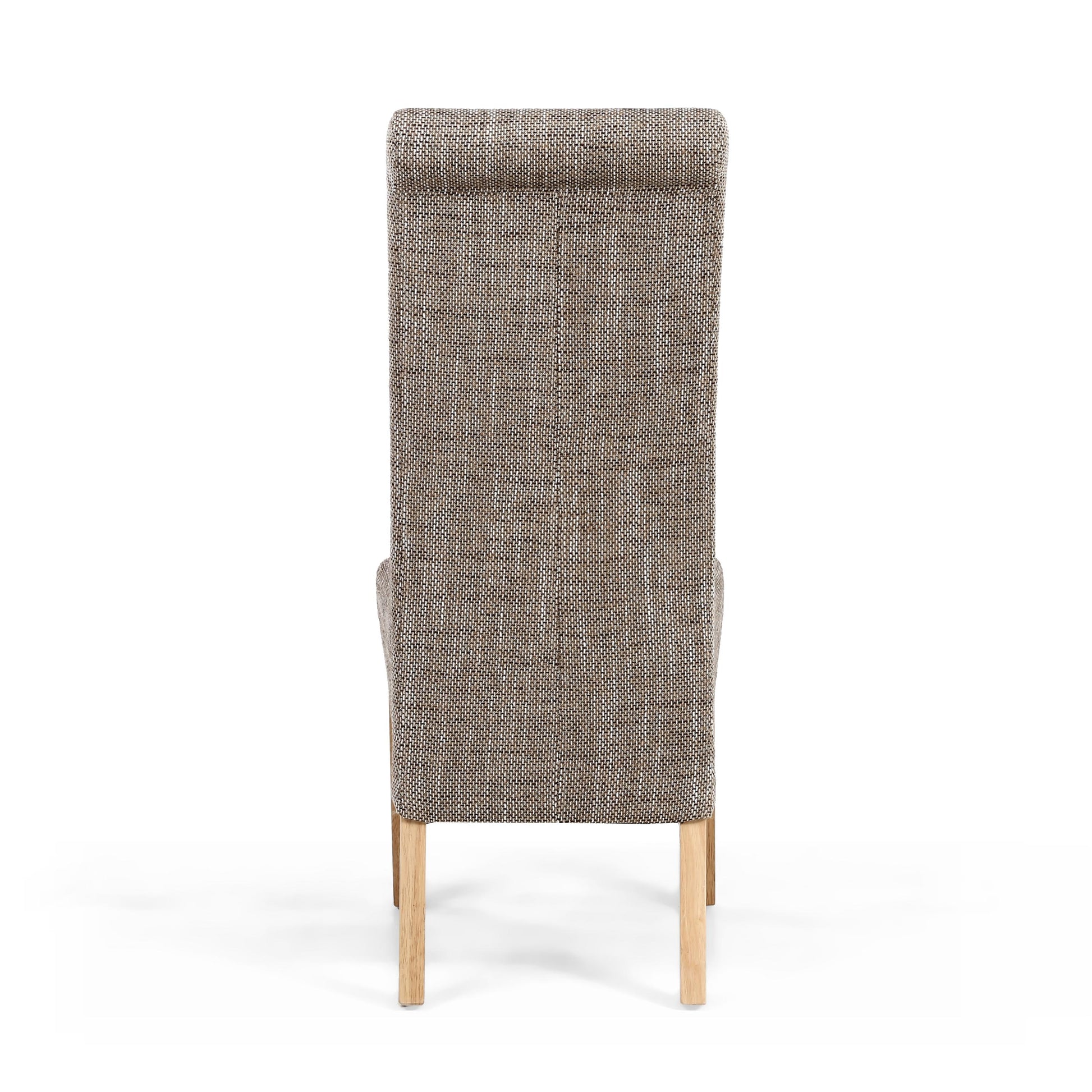 Karta Scroll Back Tweed Oatmeal Dining Chair - Blythe Living
