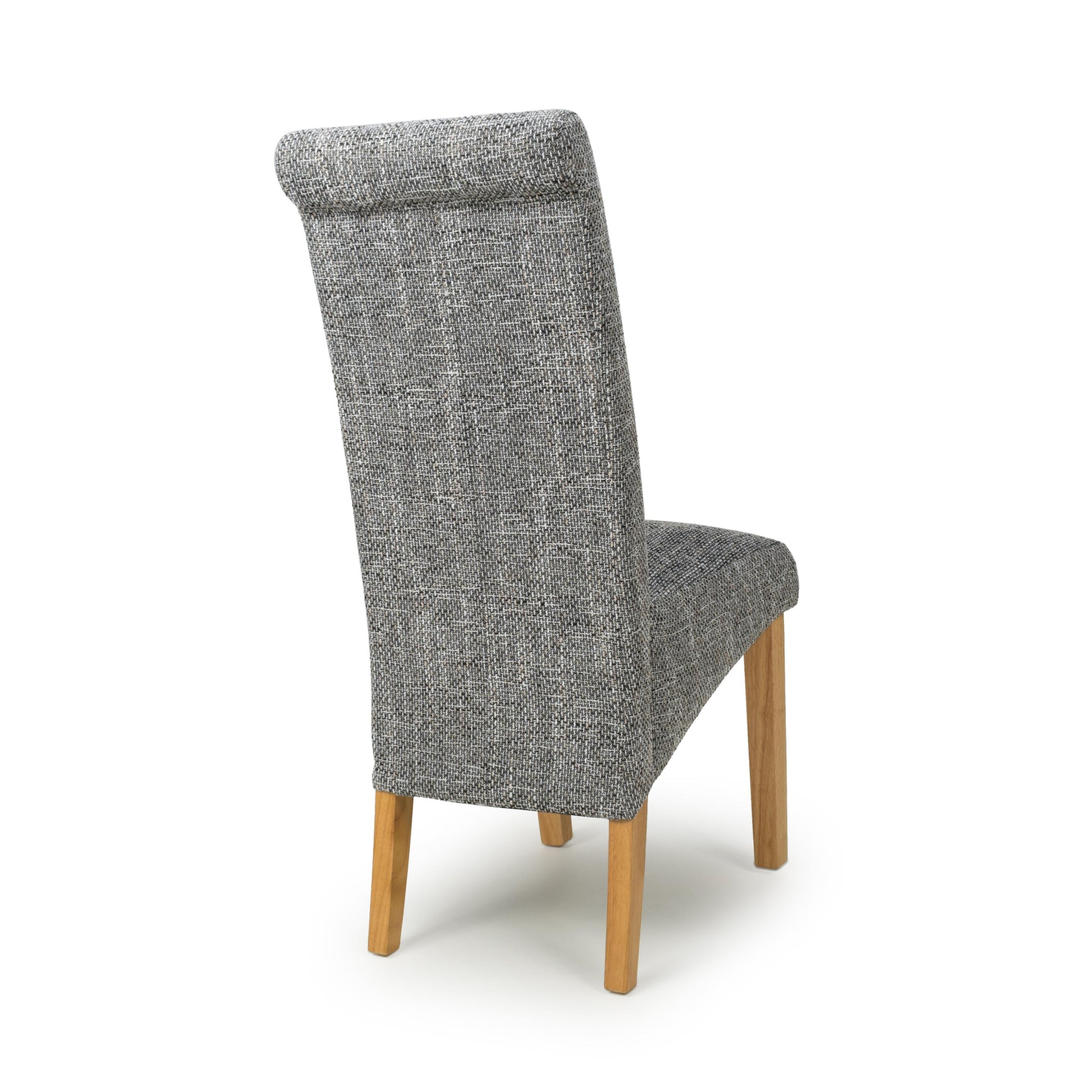 Karta Scroll Back Tweed Grey Dining Chair - Blythe Living