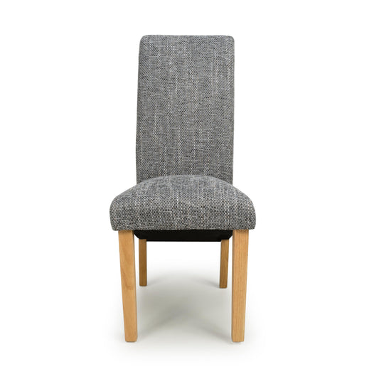 Karta Scroll Back Tweed Grey Dining Chair - Blythe Living