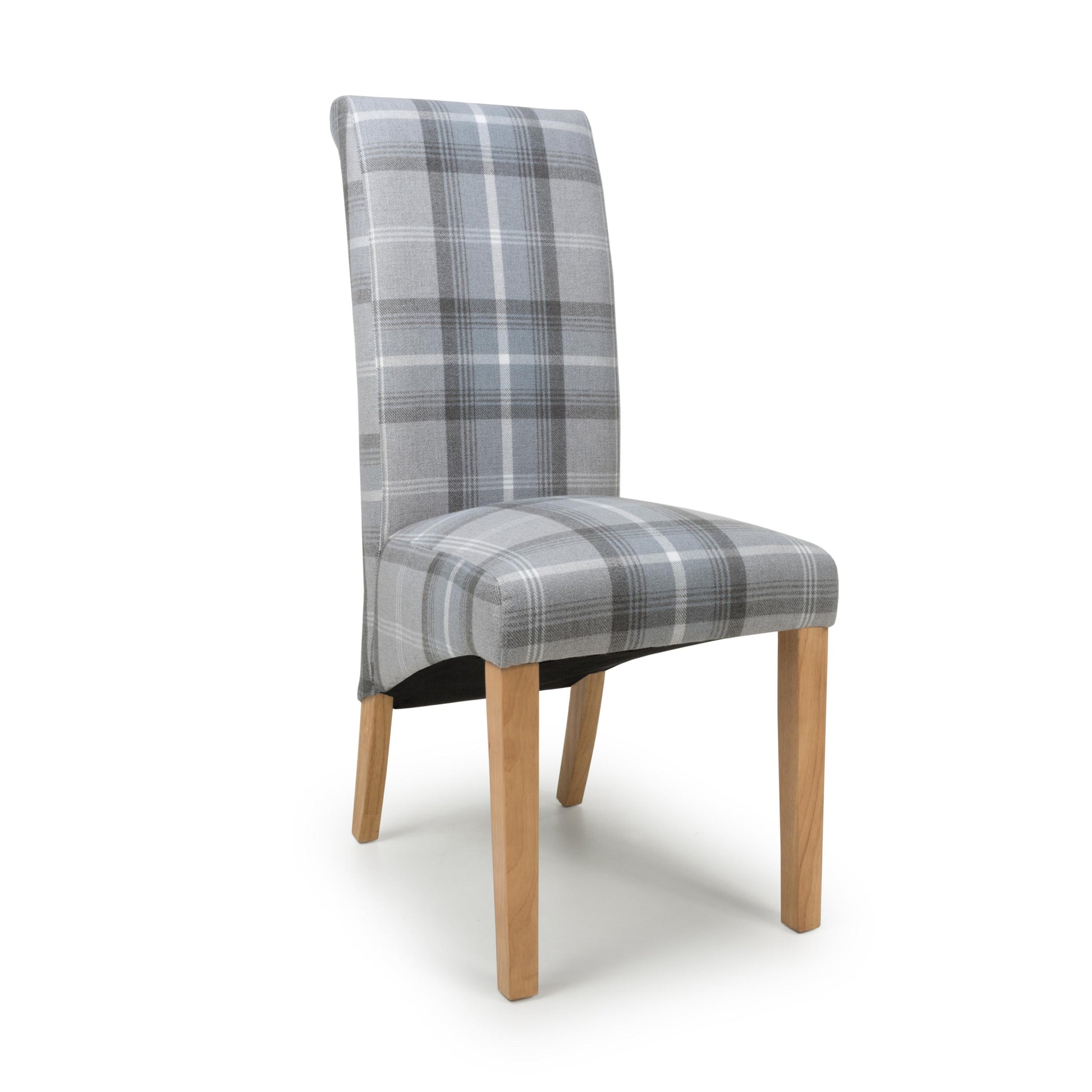 Karta Scroll Back Check Grey Dining Chair - Blythe Living