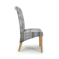 Karta Scroll Back Check Grey Dining Chair - Blythe Living
